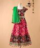 Bownbee Short Sleeves Choli With Dupatta & Badhani Print Lehenga Set - Pink