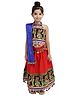 Bownbee Couple Dancing Garba Embroidered Sleeveless Choli With Lehenga & Dupatta - Red