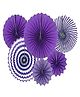Shopperskart Paper Fans For Party Wall Decoration Purple - Pack of 6