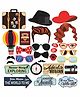 Syga Photo Booth Travel Party Theme Props Set Multicolor - 27 Pieces