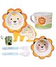 FunBlast Bamboo Fibre Lion Theme Dining Set of 5- Multicolor
