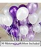 Amfin Metallic Latex Balloons With Ribbons Pack of 53 - White Purple