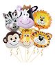 Funcart 18 Inch Animal Shaped Foil Balloons Multicolour - Pack of 6