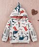 Kookie Kids Full Sleeves Hooded Sweat Jacket Dino Print - Light Grey