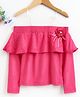 Vitamins Full Sleeves Off Shoulder Top with Corsage - Pink