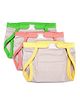 Mi Dulce An'ya Organic Cotton Nappies With Velcro Closure Set of 3 - Grey Yellow Peach Green