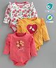 Babyoye Anti Bacterial Full Sleeves Onesies Floral Print Pack of 3 - White Yellow Pink