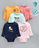 Babyoye Anti Bacterial Full Sleeves Multi Printed Onesies Pack of 5 - Multicolour