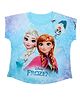 Disney By Crossroads Short Sleeves Frozen Graphic Print Top - Blue