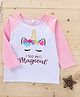 Kookie Kids Full Sleeves T-Shirt Unicorn & Text Print - Pink White