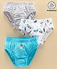 Babyoye Antibacterial Cotton Briefs Pack of 3 - White Melange Blue