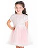 Cherry Crumble By Nitt Hyman Short Sleeves Sequin Embellished Flared Dress With Bow Hair Clips - Baby Pink
