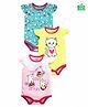 Babyoye Cap Sleeves Cotton Printed Onesies Pack of 3 - Baby Pink Yellow Blue
