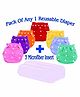The Little Lookers Adjustable Cotton Diaper With 3 Inserts ( Colour May Vary)