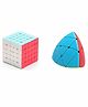 VWorld High Speed Stickerless Square & Pyramid Shape Rubik's Cubic Pack of 2 - Multicolour