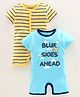 Babyoye Half Sleeves Romper Plane Print Pack of 2 - Yellow Blue