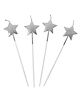 Funcart Cake Topper Candles Star Shape Silver - Pack of 4