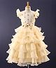 Mark & Mia Flutter Sleeves Layered Party Gown with Bow - Light Yellow