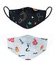 VEA Adults 3 Ply Cotton Face Masks Checks & Peacock Pattern Pack of 2 - Red Navy Blue