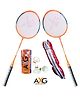 AXG New Goal Badminton Racket with 3 Shuttlecocks - Orange Blue