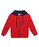 Zion Solid Dual Color Full Sleeves Hooded Jacket - Red