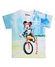 Disney By Crossroads Half Sleeves Mickey Mouse Print Tee - Blue