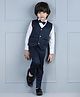 Mark & Mia 3 Piece Full Sleeves Party Suit With Bow - White Navy Blue