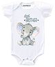 KNITROOT Short Sleeves Little Brother Elephant Print Onesie - White