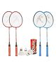 Hipkoo Badminton Racket with Feather Shuttle Pack of 7 - Multicolor