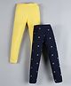 Plum Tree Pack of 2 Polka Printed & Solid Leggings - Yellow Blue