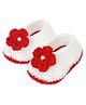 Love Crochet Art Floral Work Booties - White And Red