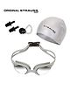 Strauss Swimming Goggles Cap Ear And Nose Plugs Swimming Kit - Grey