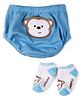 Lovespun Monkey Print Diaper Pant & Socks - Blue