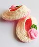 Woonie Handmade Flower Design Booties - Cream
