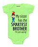 KNITROOT Half Sleeves Smartest Brother Print Onesie - Green