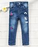 ToffyHouse Full Length Jeans Floral Embroidery - Medium Blue