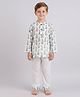 Polka Tots Full Sleeves Bunny Printed Night Suit - White & Green