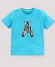 KAVEE Half Sleeves Letter A Printed Bio Wash Cotton Tee - Light Blue
