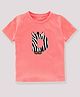 KAVEE Half Sleeves Letter D Printed Bio Wash Cotton Tee - Peach