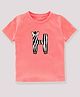 KAVEE Half Sleeves Letter H Printed Bio Wash Cotton Tee - Peach