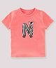 KAVEE Half Sleeves Letter N Printed Bio Wash Cotton Tee - Peach