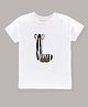 KAVEE Half Sleeves Letter L Printed Bio Wash Cotton Tee - White