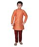 P-MARK Full Sleeves Abstract Print Detailing Kurta With Pajama - Orange