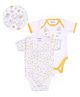 Mi Arcus Baby Girl Cotton Short Sleeves Kitty Face Print Onesie Pack of 2 White