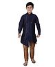 P-MARK Full Sleeves Solid Kurta With Pajama - Navy Blue