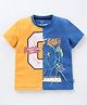 Jack & Jones Junior Half Sleeves Tee Text Print - Yellow Royal Blue