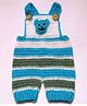 Knits & Knots crochet Sleeveless Bear Design Dungaree - Blue Grey & White