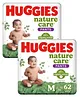 Huggies Nature Care 100% Organic Cotton Premium Baby Diaper Pants Size Medium - 62 Pieces - (Pack of 2)