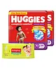 Huggies Wonder Pants Diapers Extra Large Size Combo Pack of 2 - 34 Pieces Each & Babyhug Premium Baby Wipes - 80 Pieces