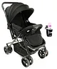 Babyhug Symphony Stroller With Reverisble Handle & Mosquito Net - Black